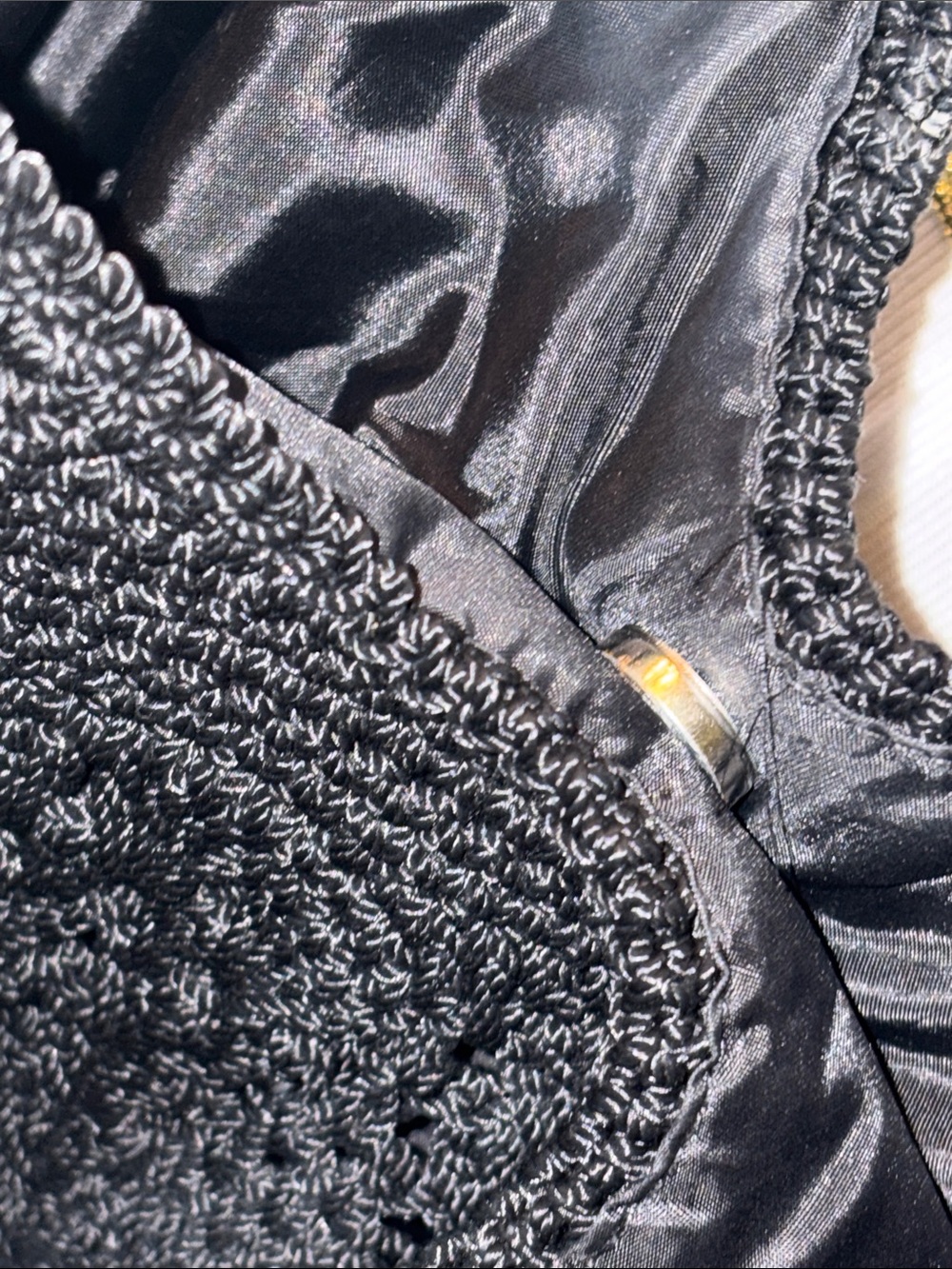 The Sak Black Crochet Shoulder Bucket Bag with silver Ring Accents - Picture 5 of 13